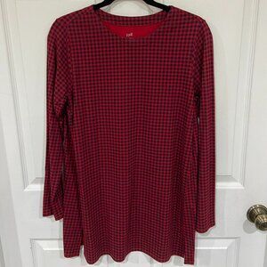 J. Jill Luxe Supima Forward-Seam Long Sleeve Tunic - Red/Black - Size S